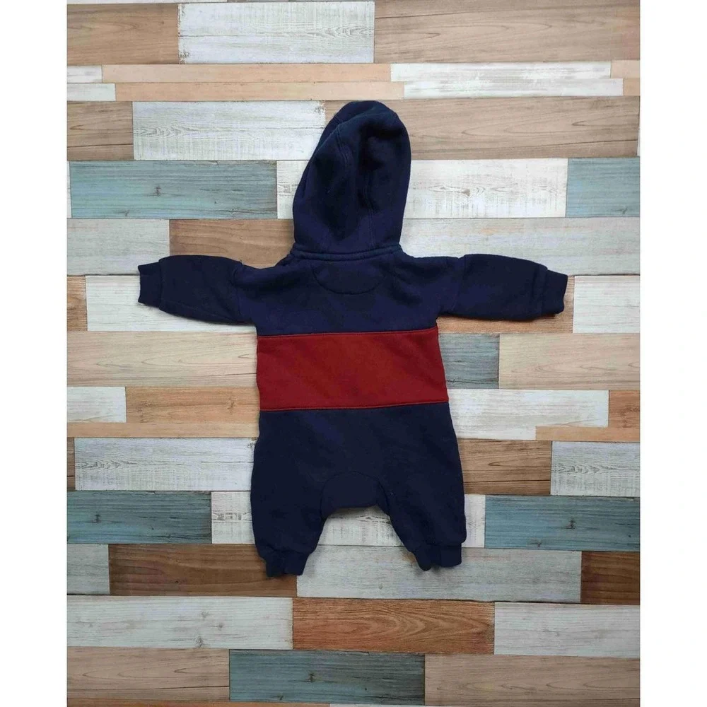 Nike Air Gym Red Hooded Zipper Color-Block Logo Bodysuit‎ Infant 3/6M